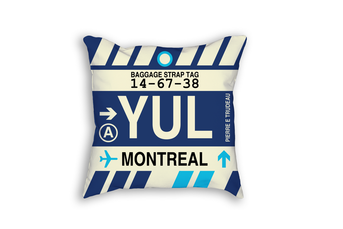 YHM Designs Refreshes Canadian Airport Code Baggage Tag Throw Pillows