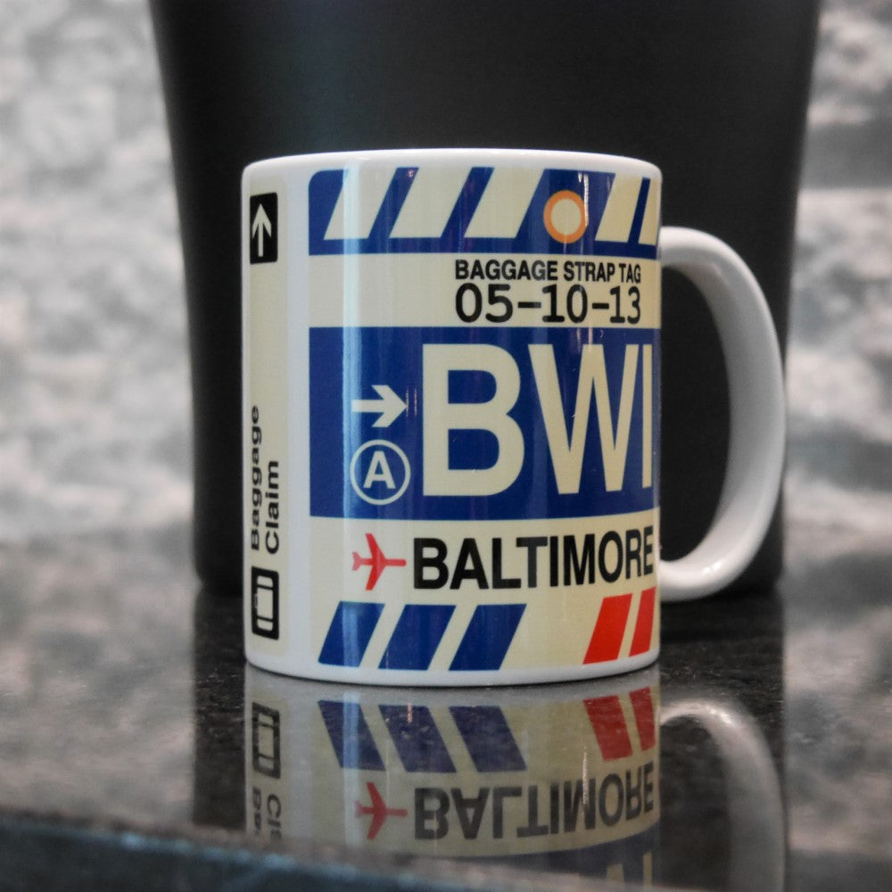 Travel Gift Coffee Mug • Vintage Baggage Tag Design 06