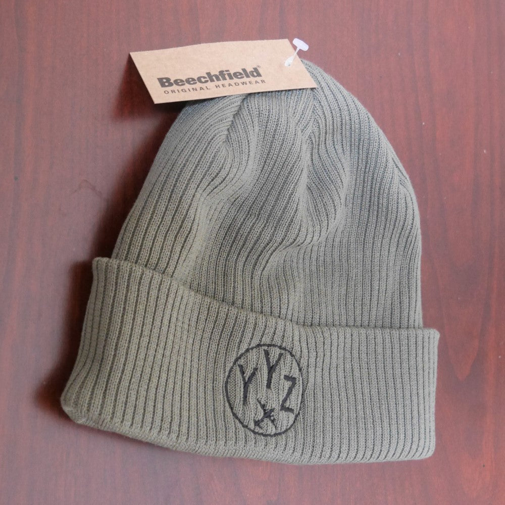 YHM Designs Airport Code Organic Ribbed Beanie 01
