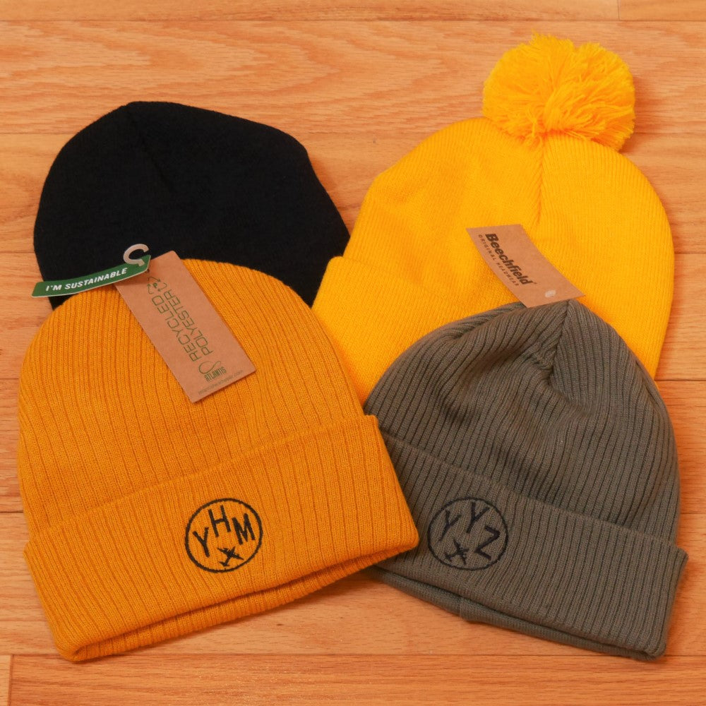 YHM Designs Airport Code Ribbed-Knit Beanie 02