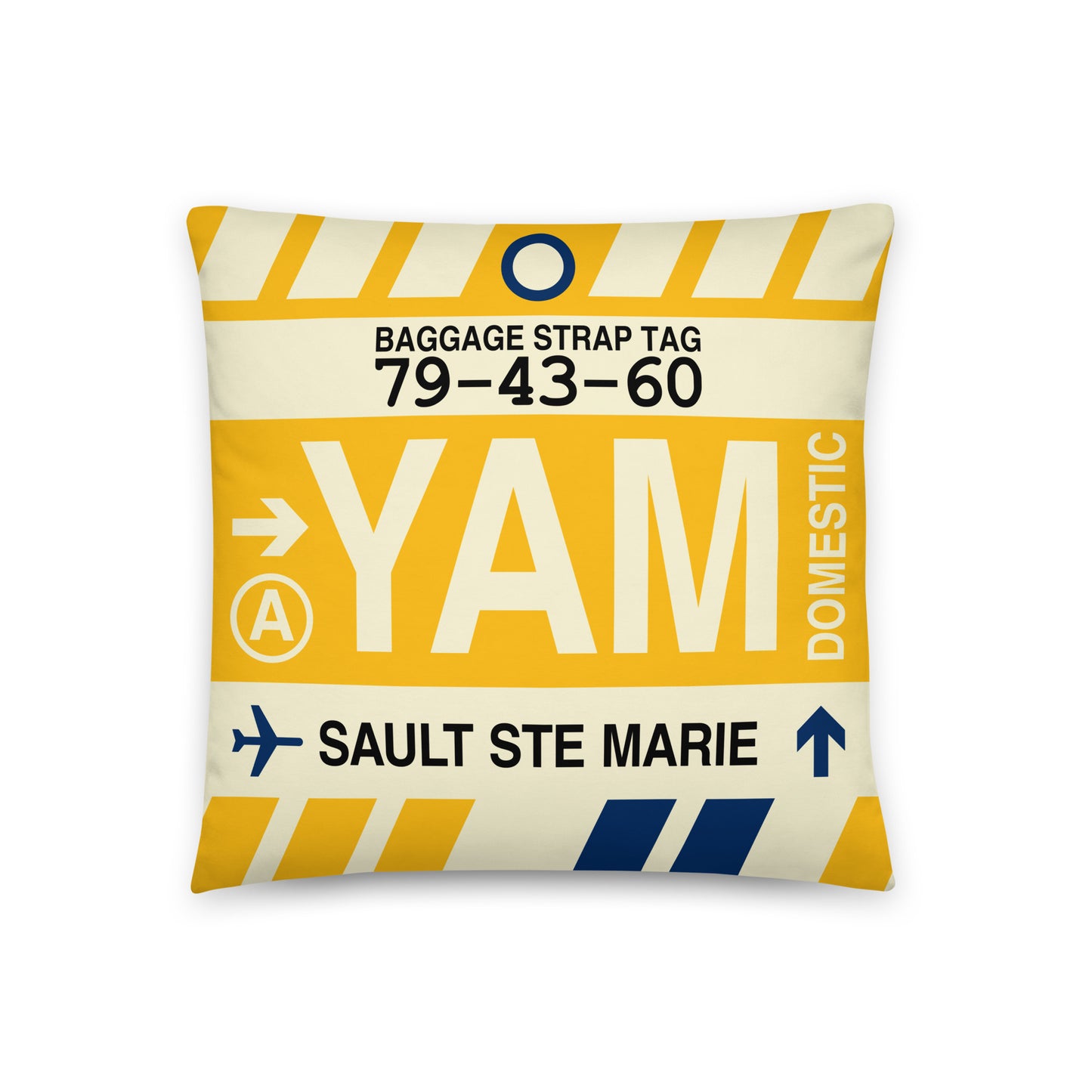Travel-Themed Throw Pillow • YAM Sault-Ste-Marie • YHM Designs - Image 01