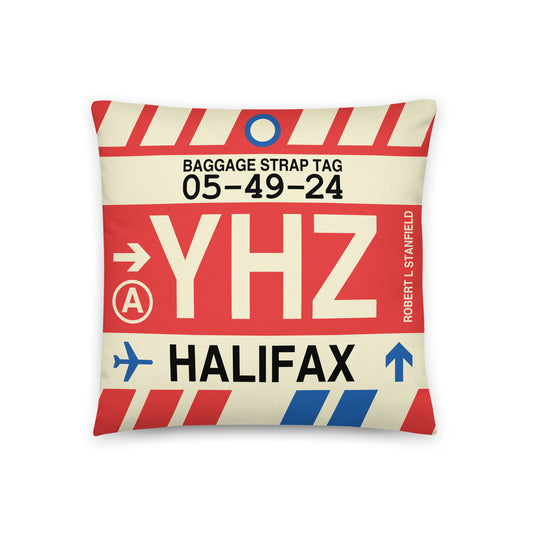 Travel Gift Throw Pillow • YHZ Halifax • YHM Designs - Image 01