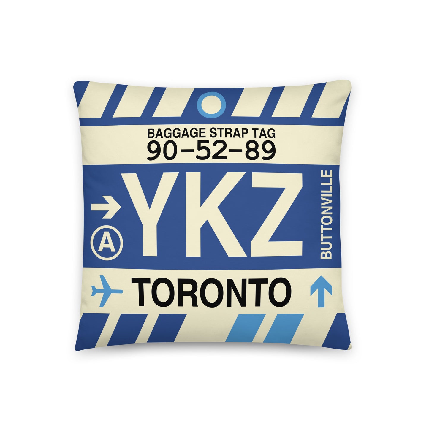 Travel-Themed Throw Pillow • YKZ Toronto • YHM Designs - Image 01
