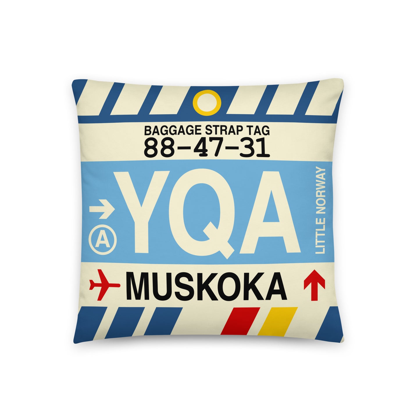 Travel-Themed Throw Pillow • YQA Muskoka • YHM Designs - Image 01