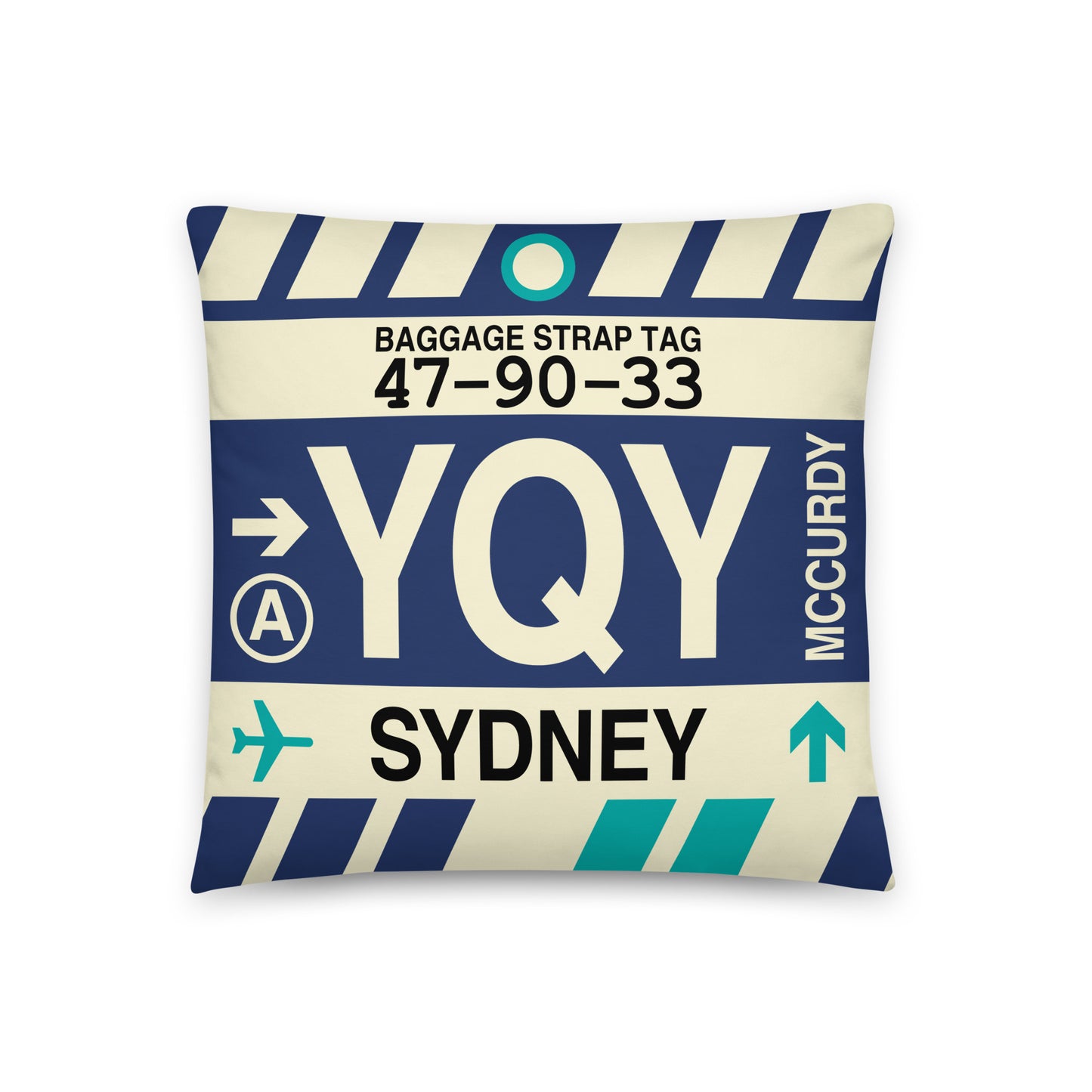 Travel-Themed Throw Pillow • YQY Sydney • YHM Designs - Image 01