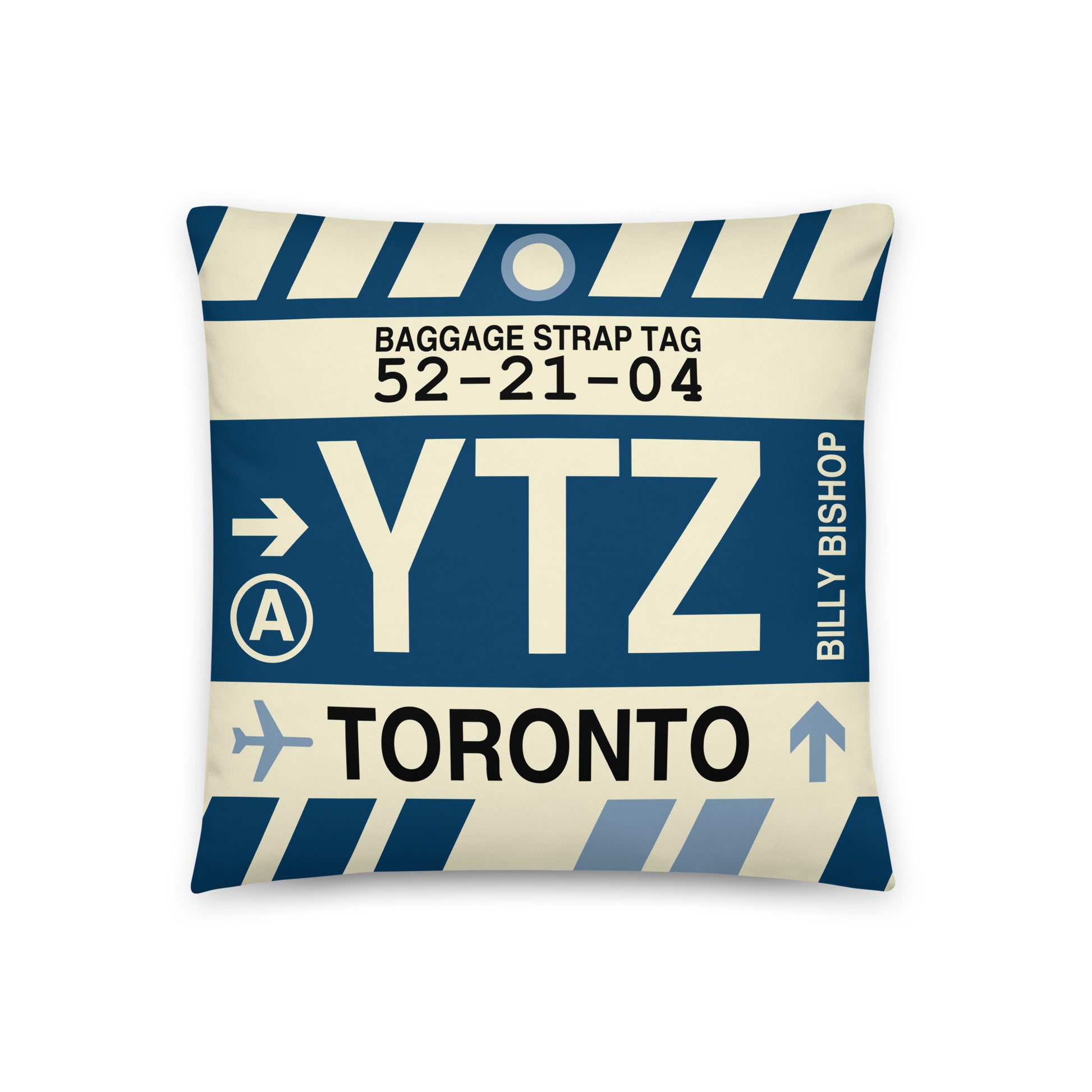 Travel-Themed Throw Pillow • YTZ Toronto • YHM Designs - Image 01