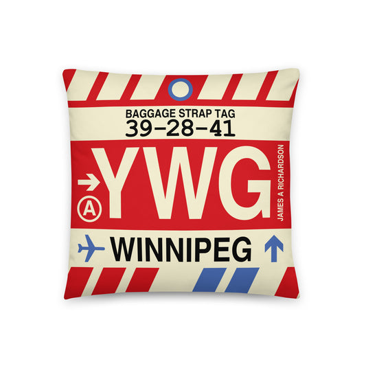 Travel Gift Throw PIllow • YWG Winnipeg • YHM Designs - Image 01