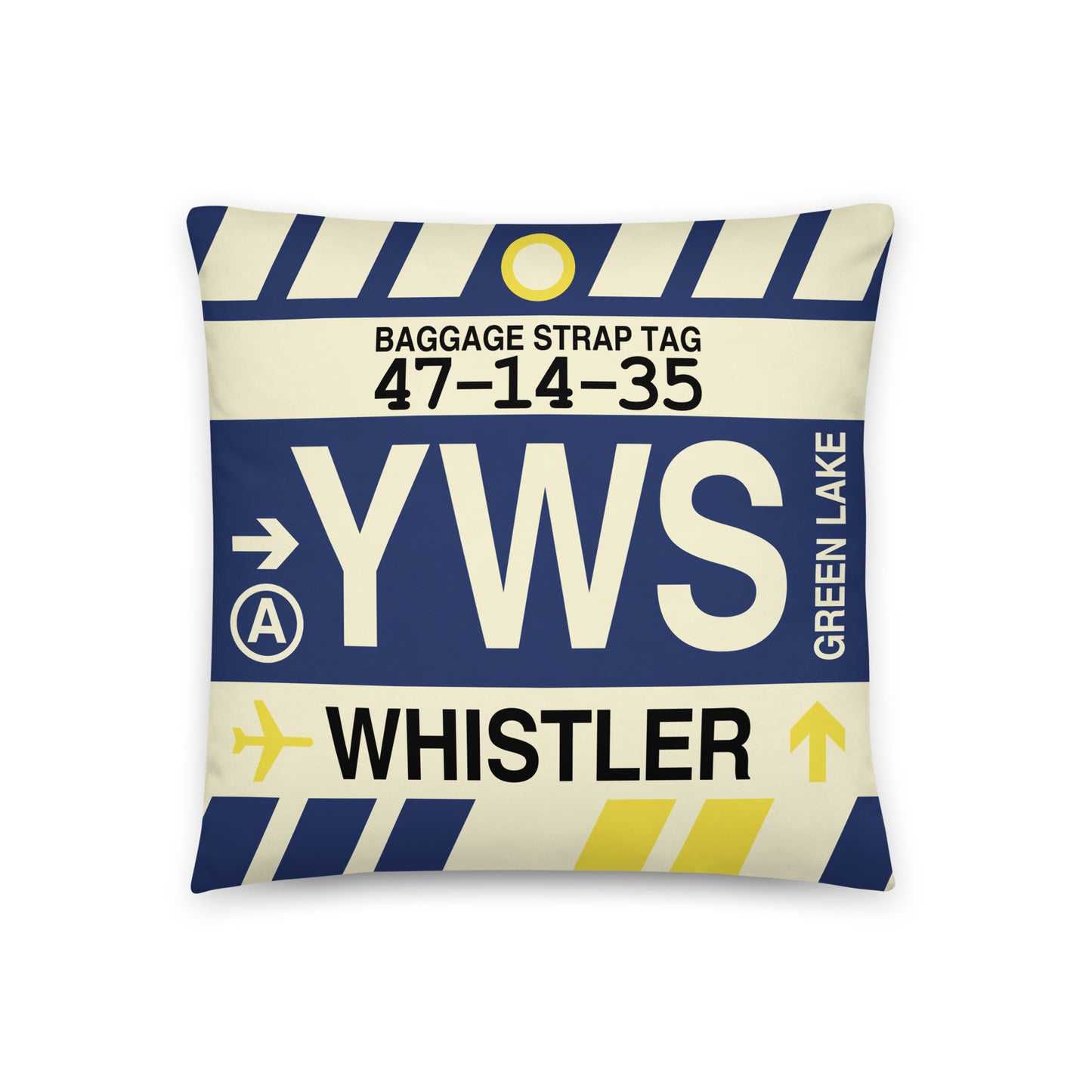 Travel-Themed Throw Pillow • YWS Whistler • YHM Designs - Image 01