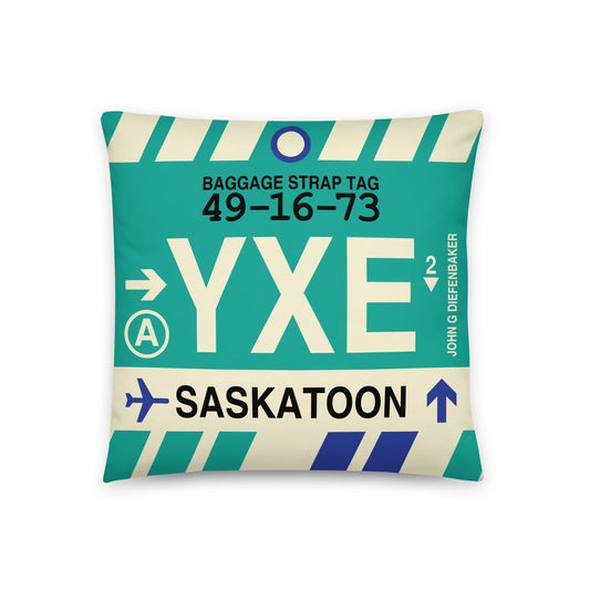 Travel Gift Throw PIllow • YXE Saskatoon • YHM Designs - Image 01