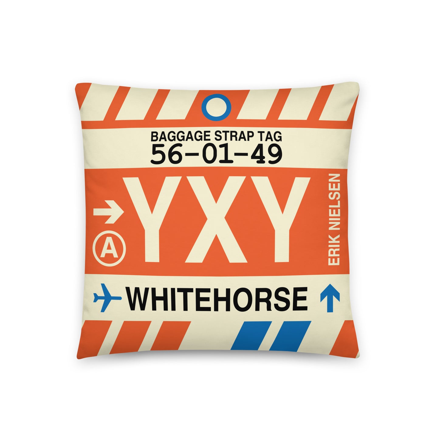 Travel-Themed Throw Pillow • YXY Whitehorse • YHM Designs - Image 01