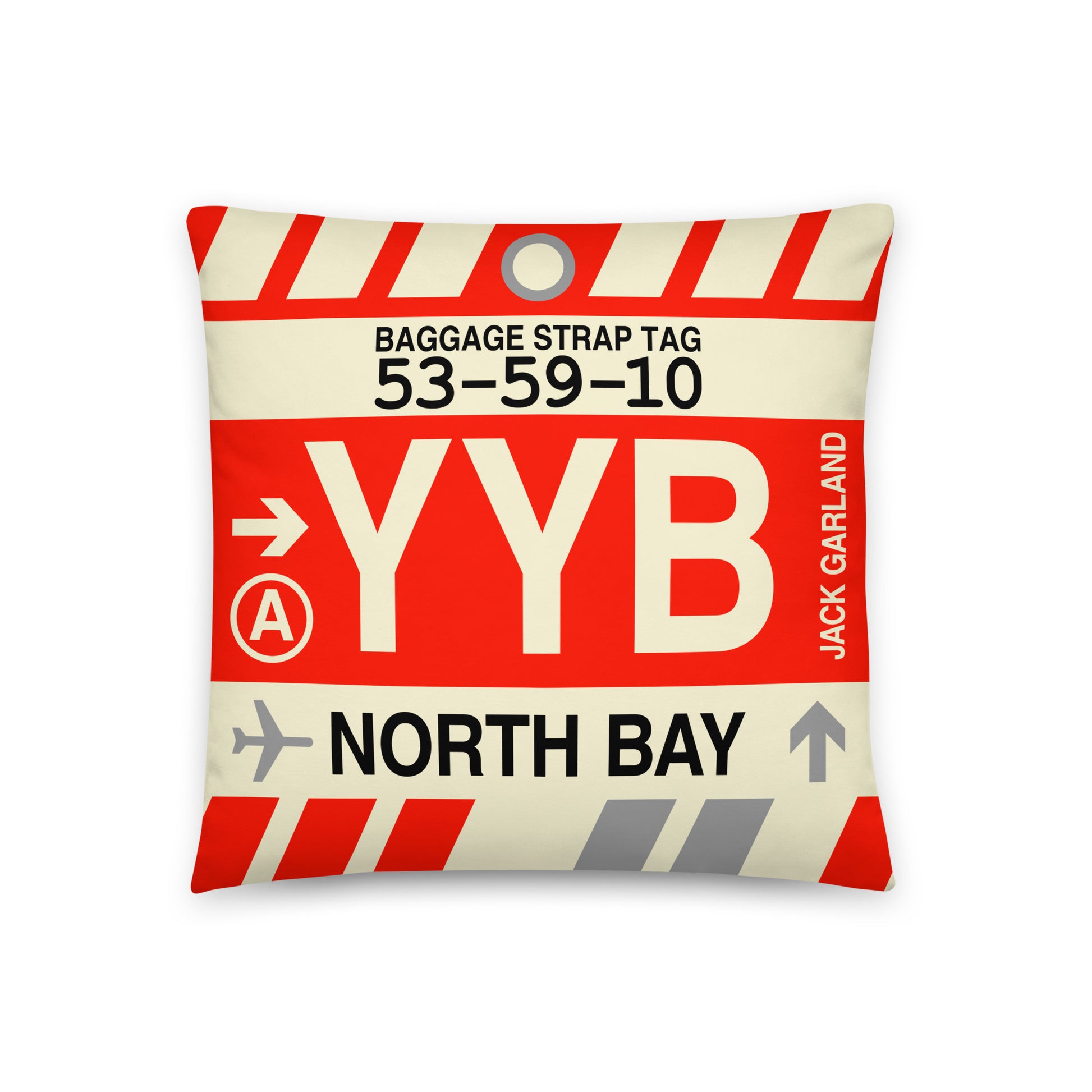Travel-Themed Throw Pillow • YYB North Bay • YHM Designs - Image 01