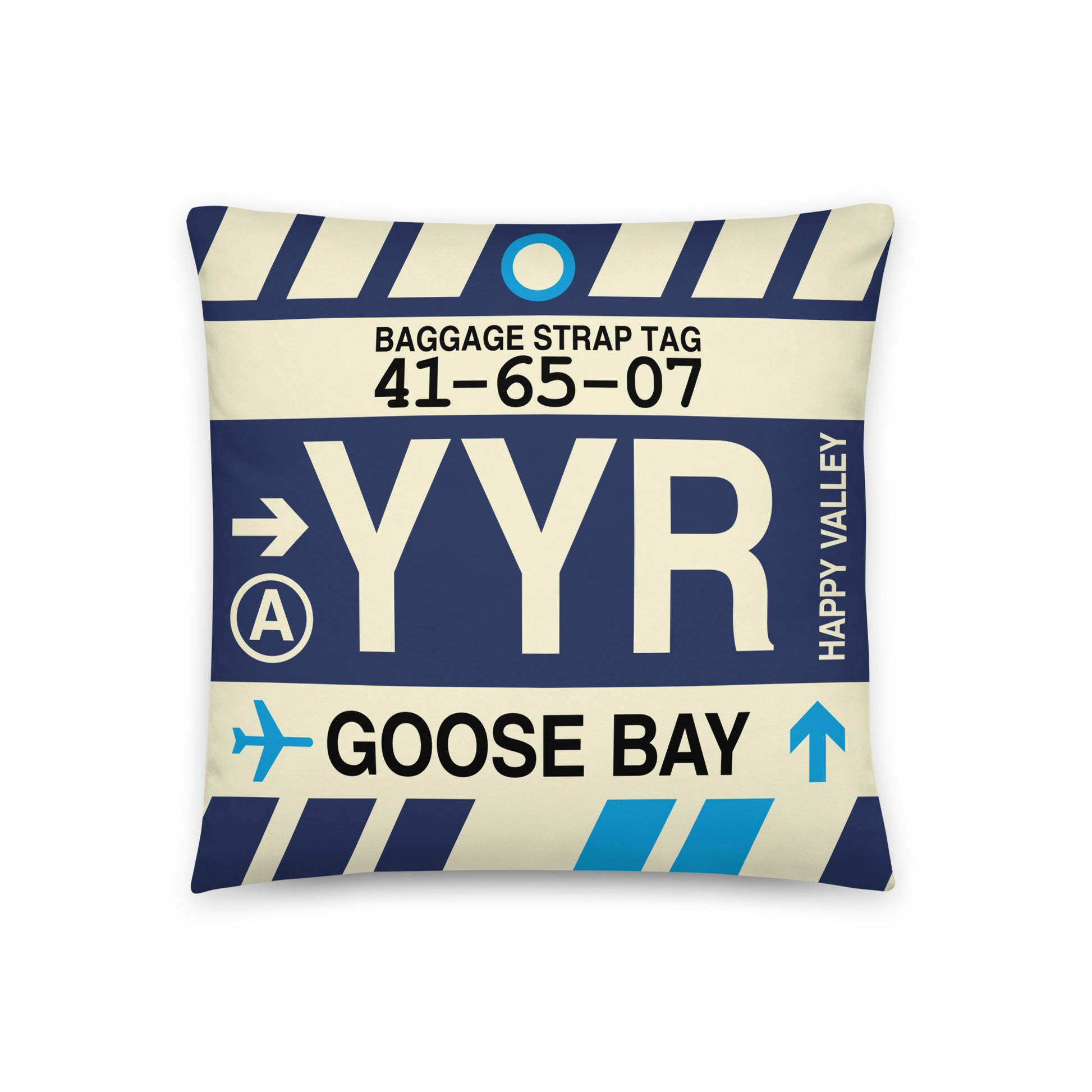 Travel Gift Throw PIllow • YYR Goose Bay • YHM Designs - Image 01