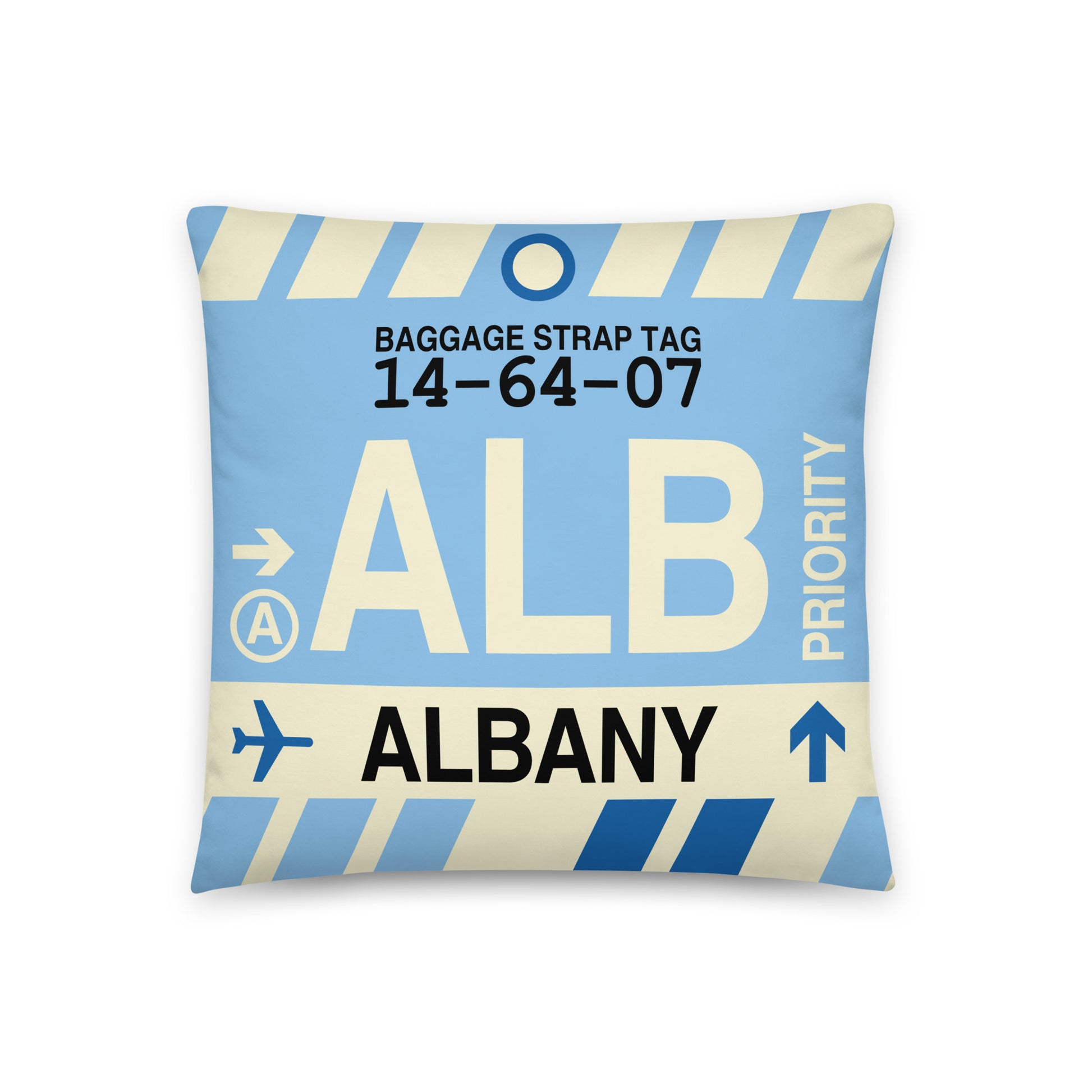 Travel-Themed Throw Pillow • ALB Albany • YHM Designs - Image 01