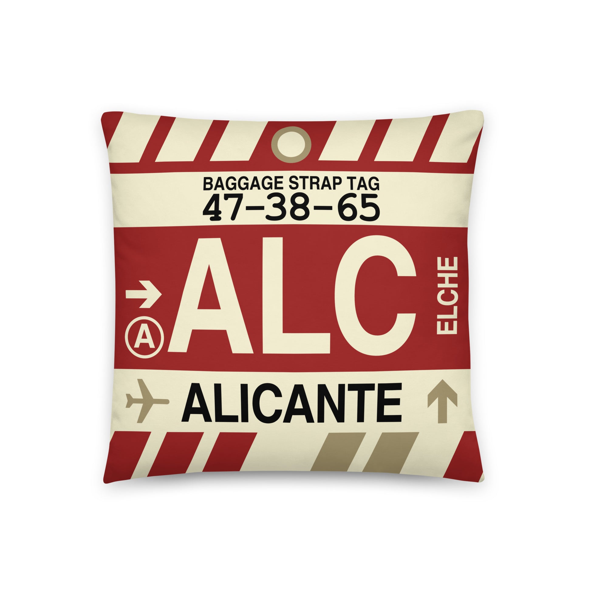 Travel-Themed Throw Pillow • ALC Alicante • YHM Designs - Image 01