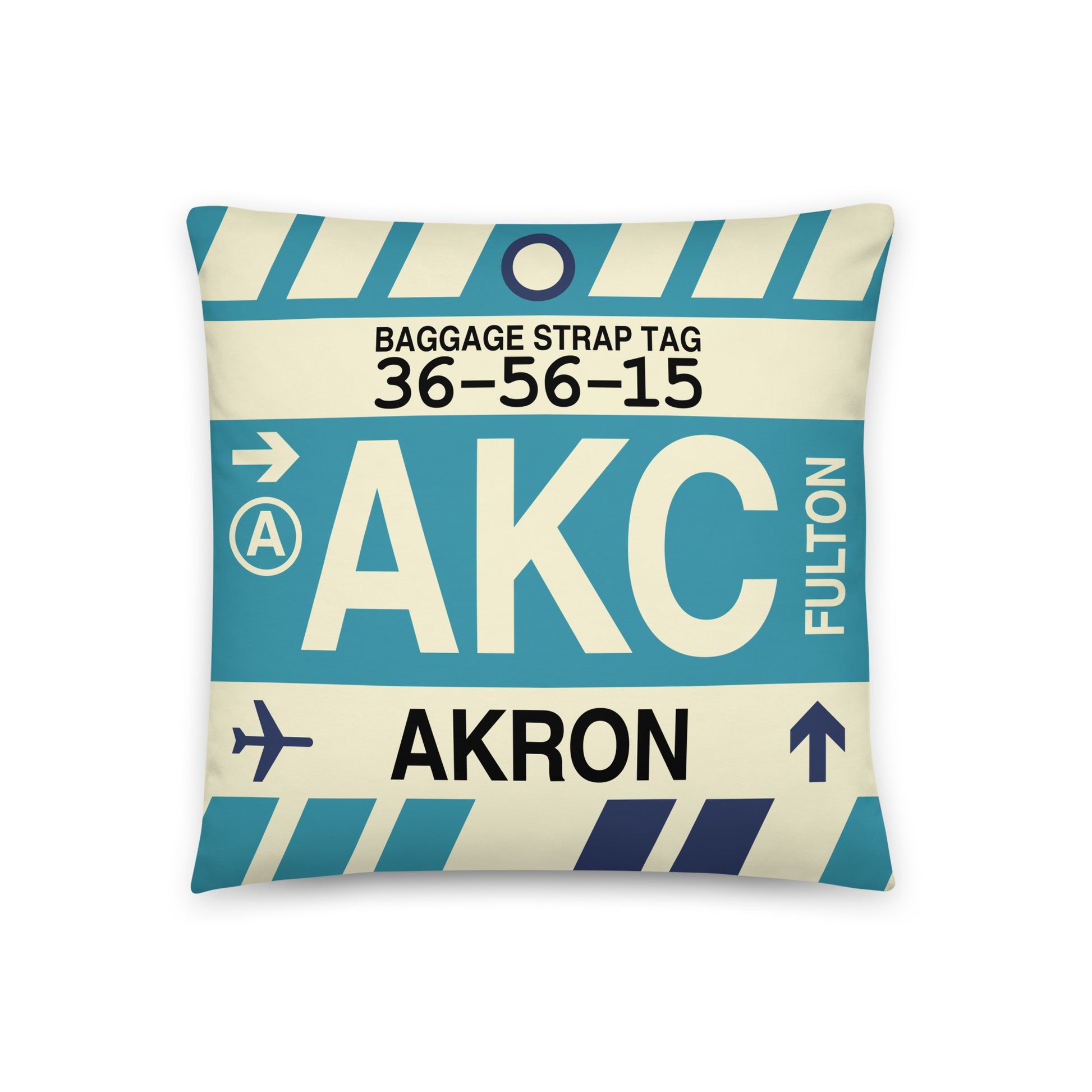 Travel-Themed Throw Pillow • AKC Akron • YHM Designs - Image 01