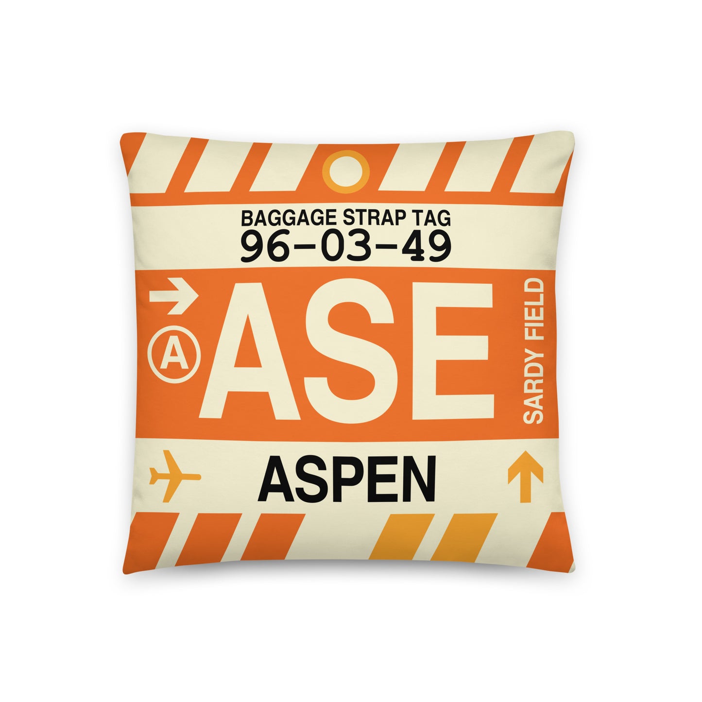 Travel-Themed Throw Pillow • ASE Aspen • YHM Designs - Image 01