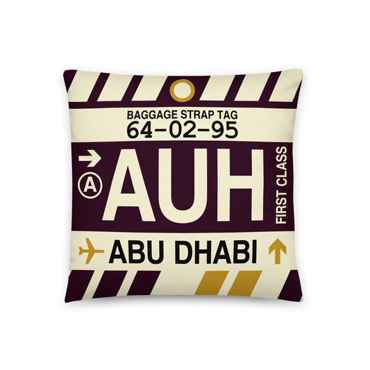 Travel Gift Throw Pillow • AUH Abu Dhabi • YHM Designs - Image 01