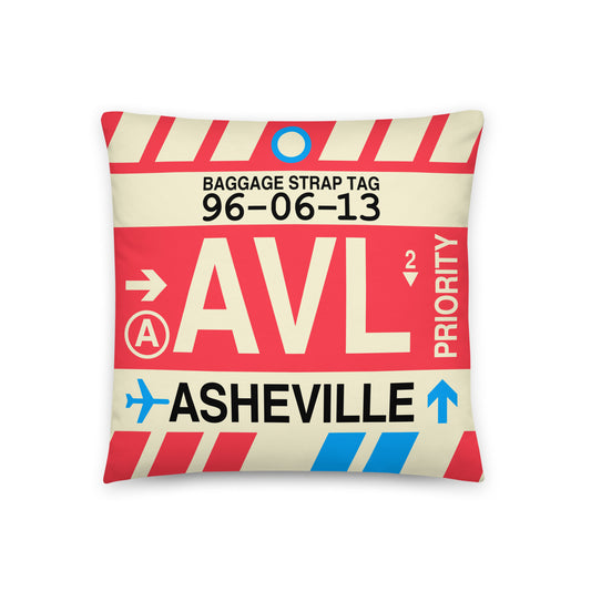 Travel Gift Throw PIllow • AVL Asheville • YHM Designs - Image 01