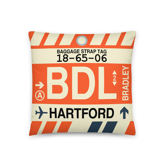 Travel-Themed Throw Pillow • BDL Hartford • YHM Designs - Image 01