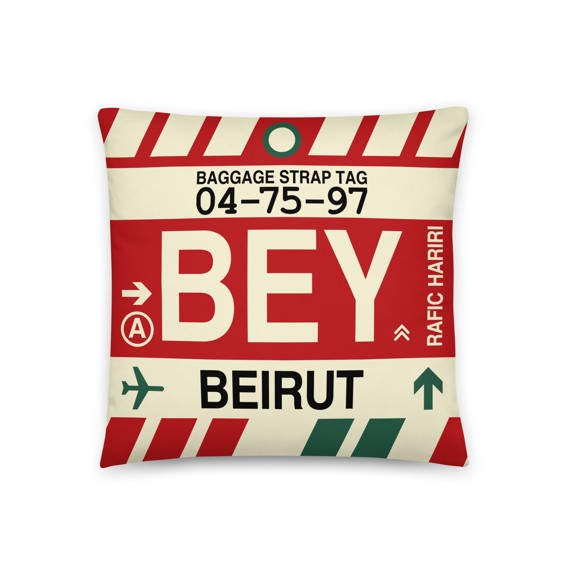 Travel-Themed Throw Pillow • BEY Beirut • YHM Designs - Image 01