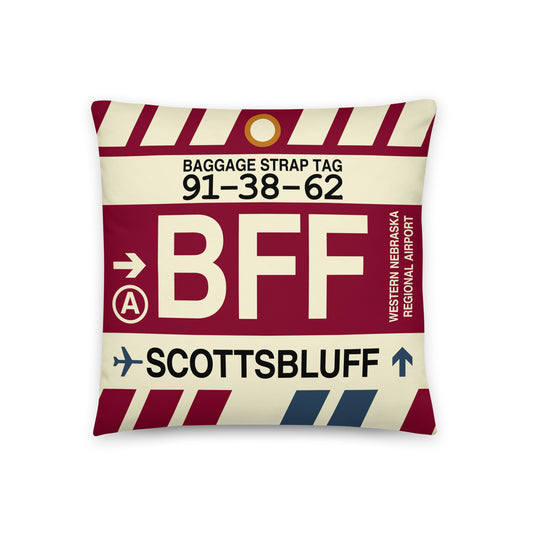 Travel-Themed Throw Pillow • BFF Scottsbluff • YHM Designs - Image 01