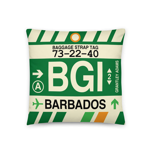 Travel Gift Throw Pillow • BGI Barbados • YHM Designs - Image 01