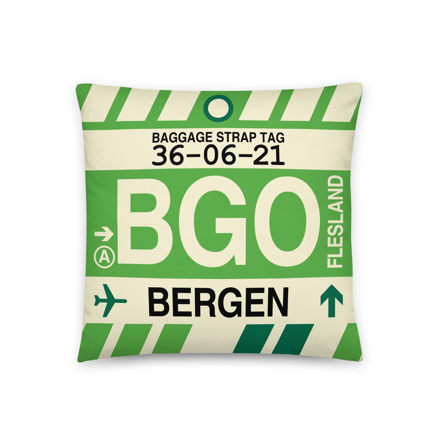 Travel Gift Throw PIllow • BGO Bergen • YHM Designs - Image 01
