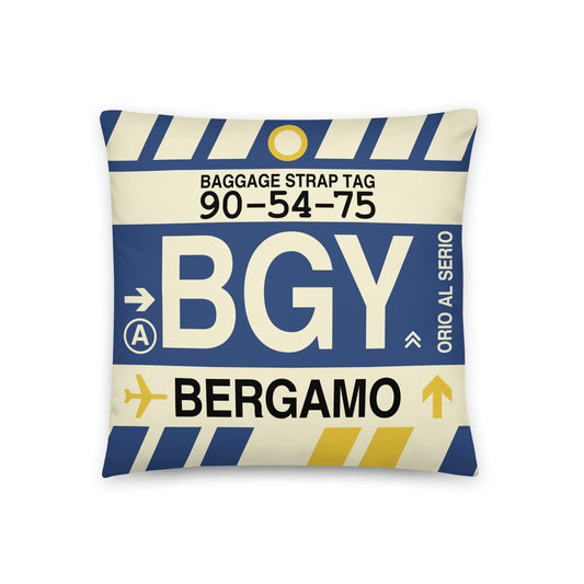 Travel Gift Throw Pillow • BGY Bergamo • YHM Designs - Image 01