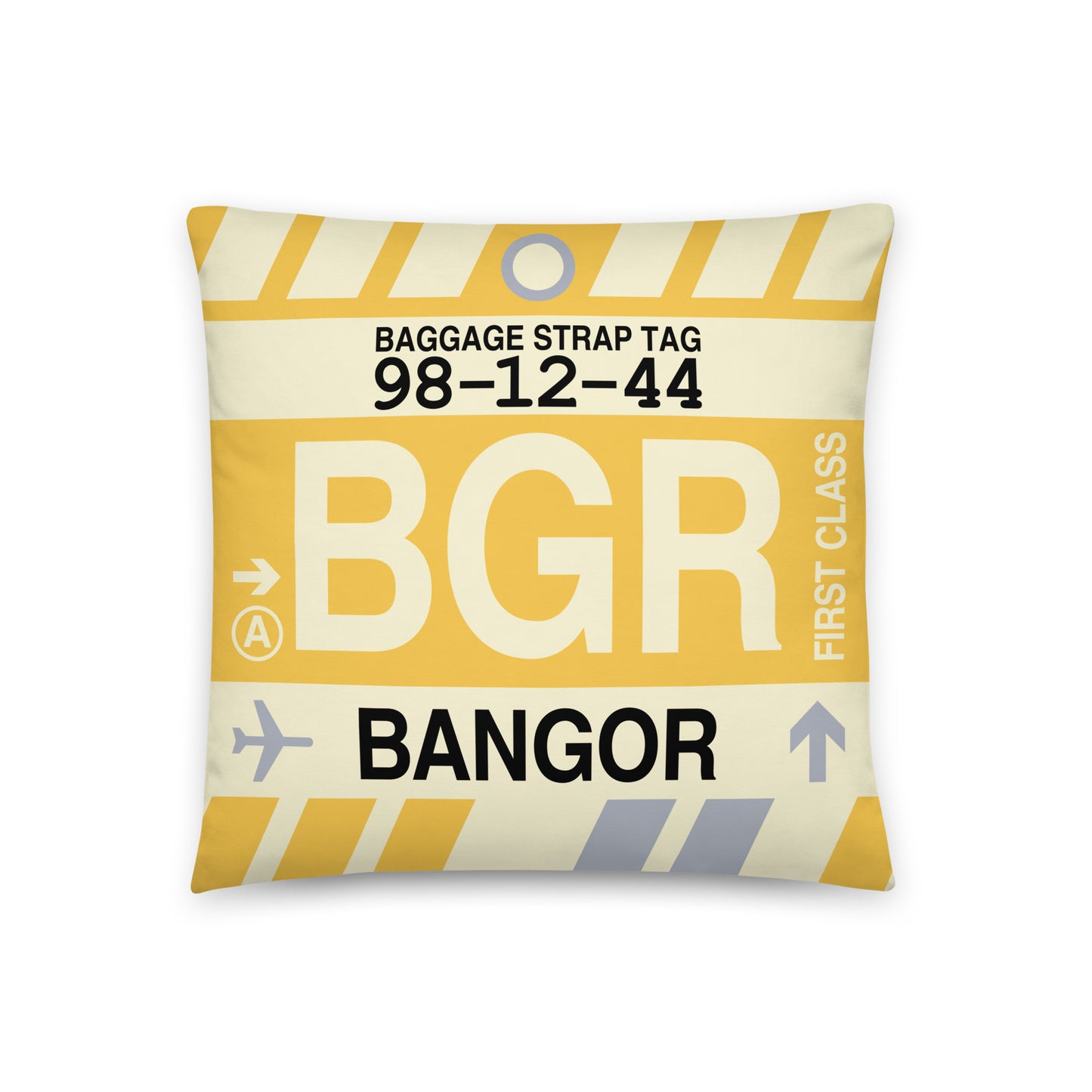 Travel-Themed Throw Pillow • BGR Bangor • YHM Designs - Image 01