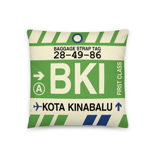 Travel-Themed Throw Pillow • BKI Kota Kinabalu • YHM Designs - Image 01