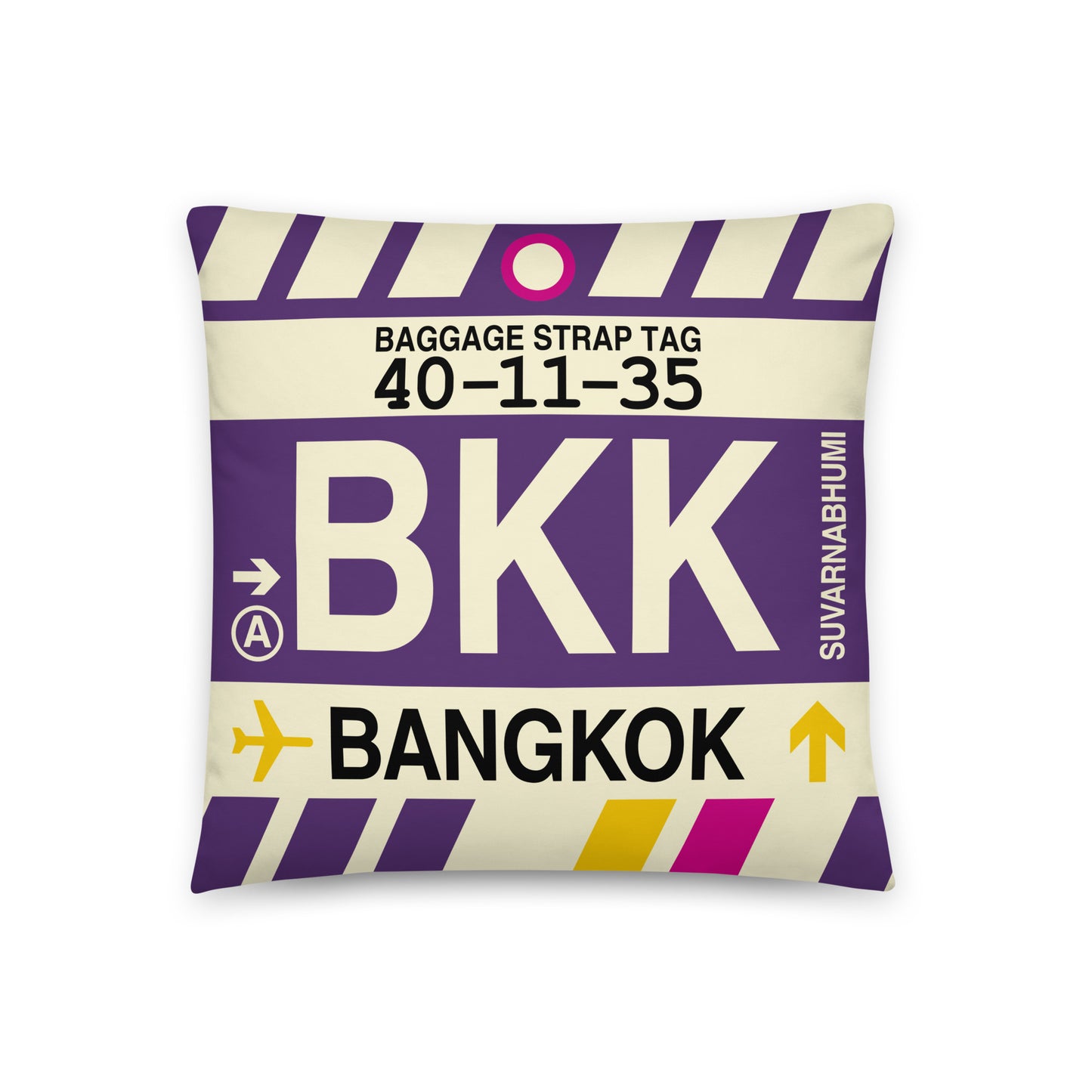 Travel-Themed Throw Pillow • BKK Bangkok • YHM Designs - Image 01