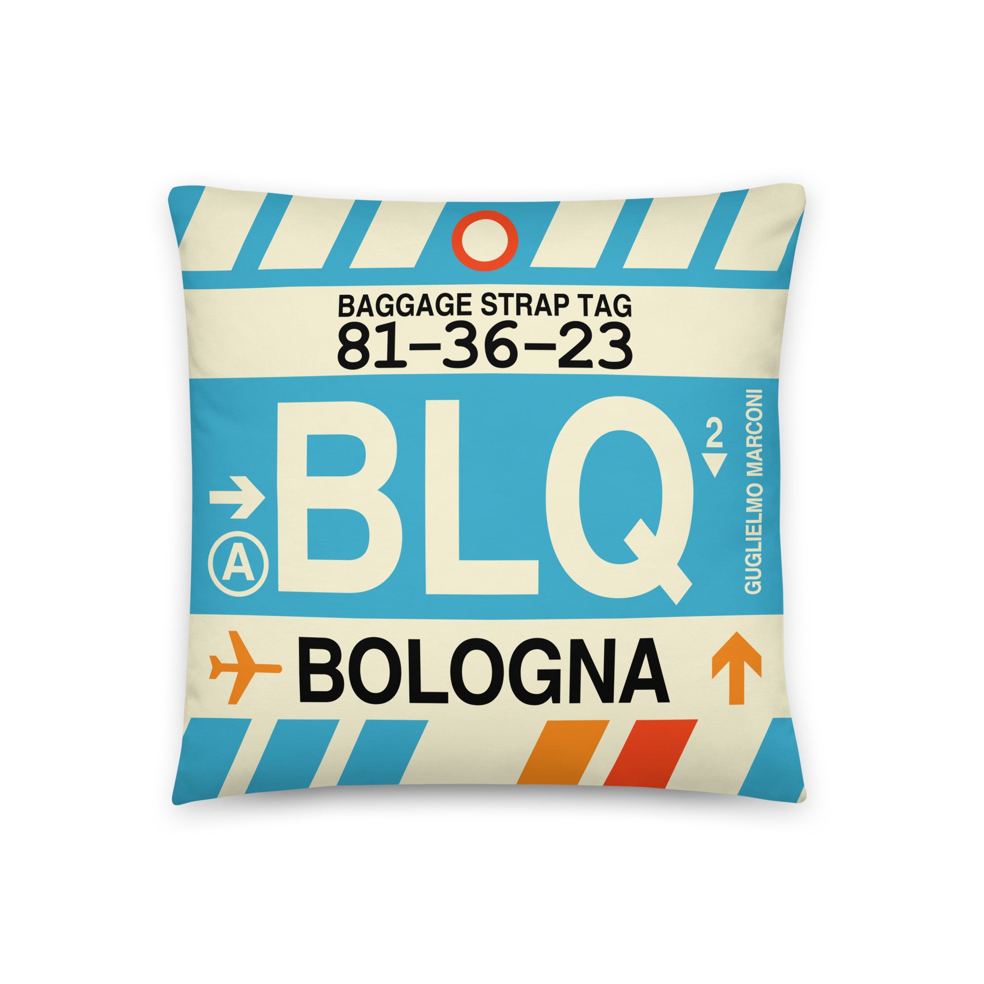 Travel Gift Throw PIllow • BLQ Bologna • YHM Designs - Image 01