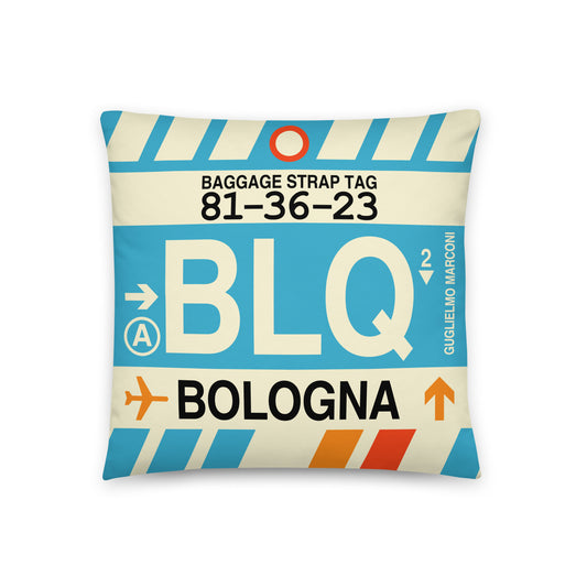 Travel-Themed Throw Pillow • BLQ Bologna • YHM Designs - Image 01