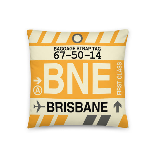 Travel Gift Throw Pillow • BNE Brisbane • YHM Designs - Image 01