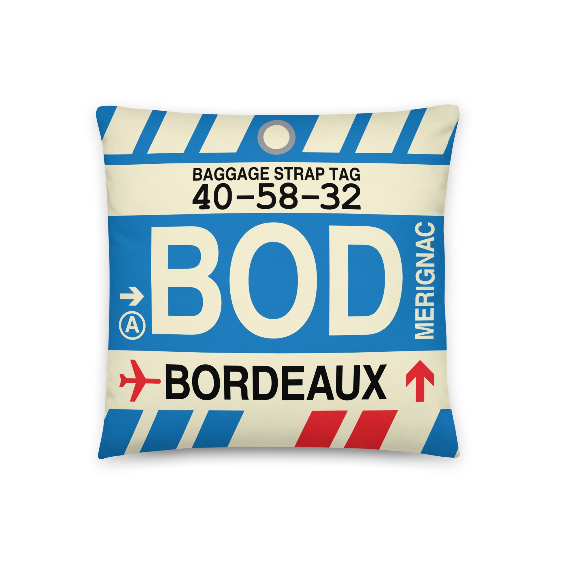 Travel-Themed Throw Pillow • BOD Bordeaux • YHM Designs - Image 01
