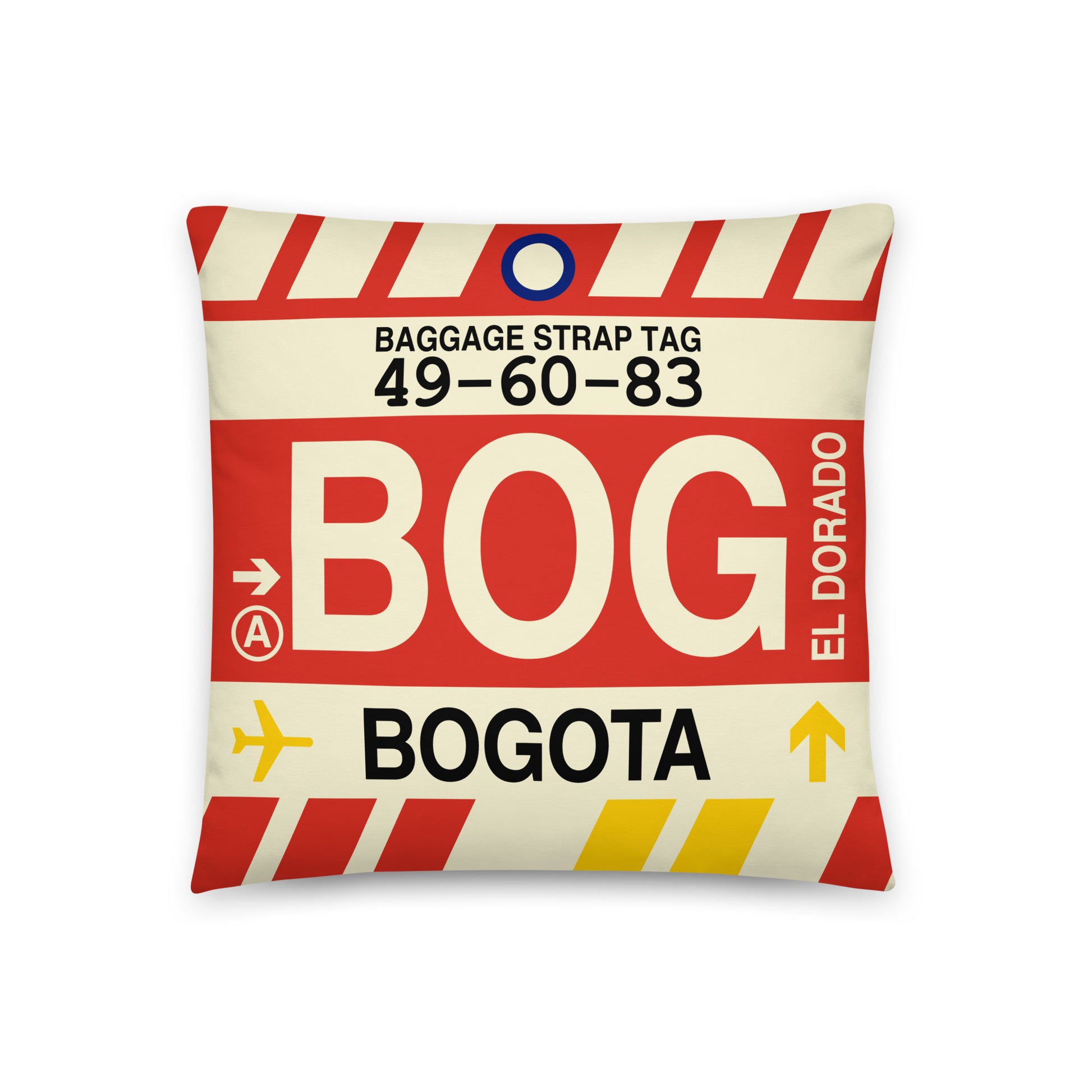 Travel-Themed Throw Pillow • BOG Bogota • YHM Designs - Image 01