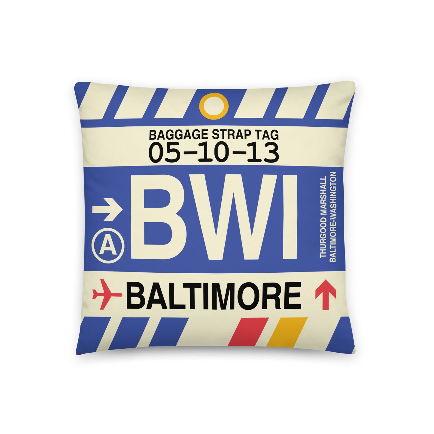 Travel Gift Throw Pillow • BWI Baltimore • YHM Designs - Image 01
