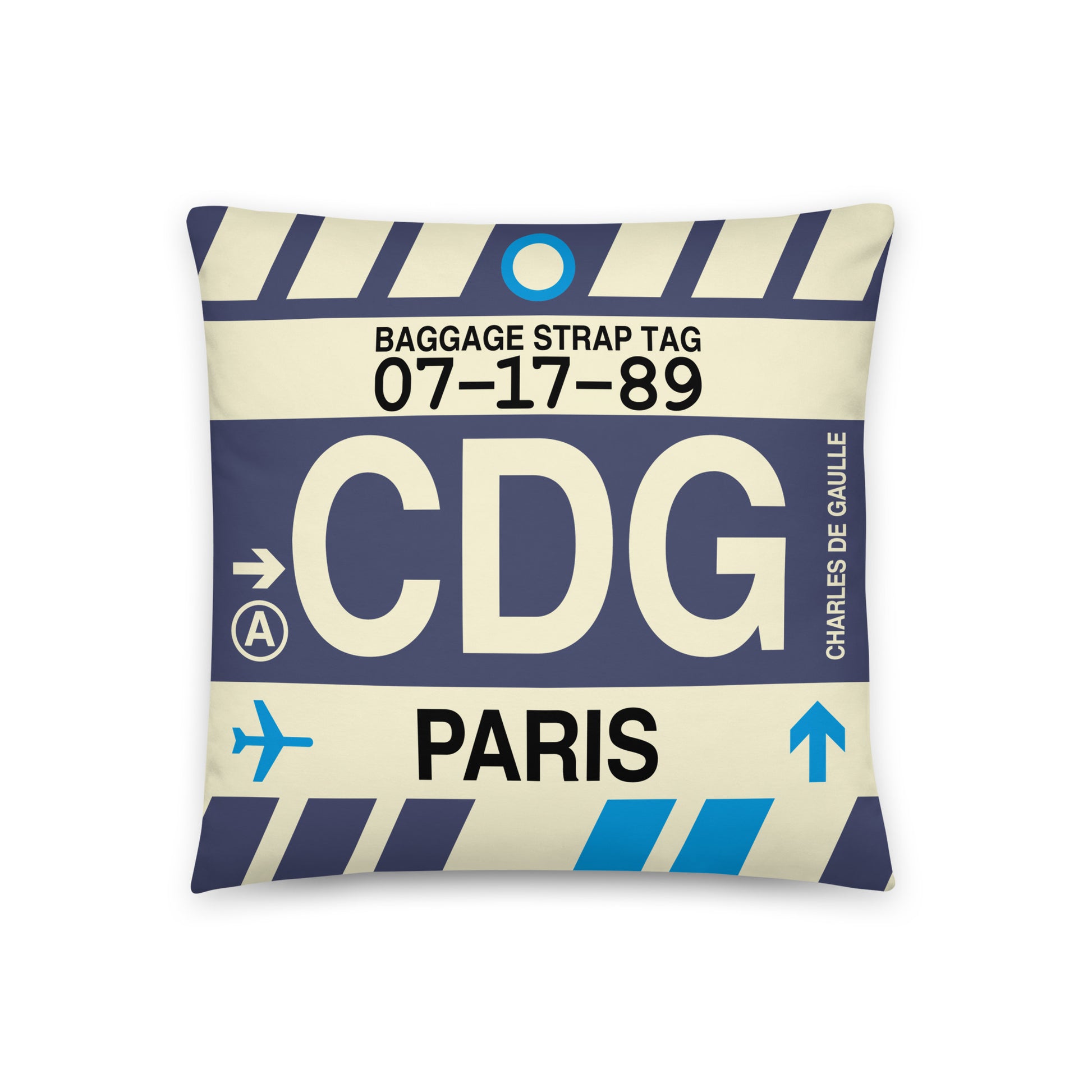 Travel-Themed Throw Pillow • CDG Paris • YHM Designs - Image 01