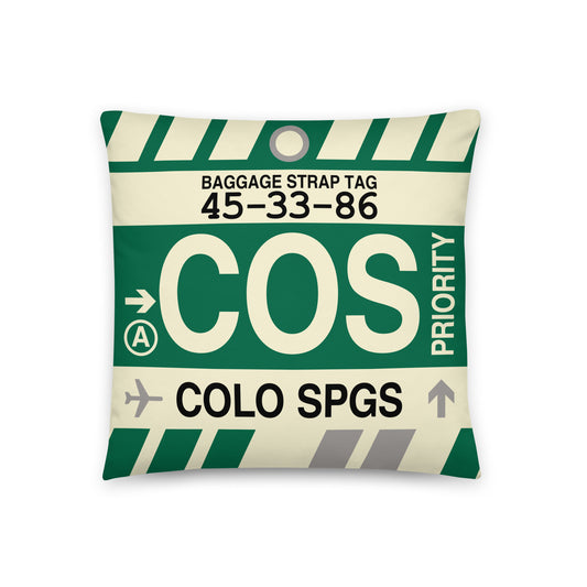 Travel Gift Throw Pillow • COS Colorado Springs Souvenir • YHM Designs - Image 01