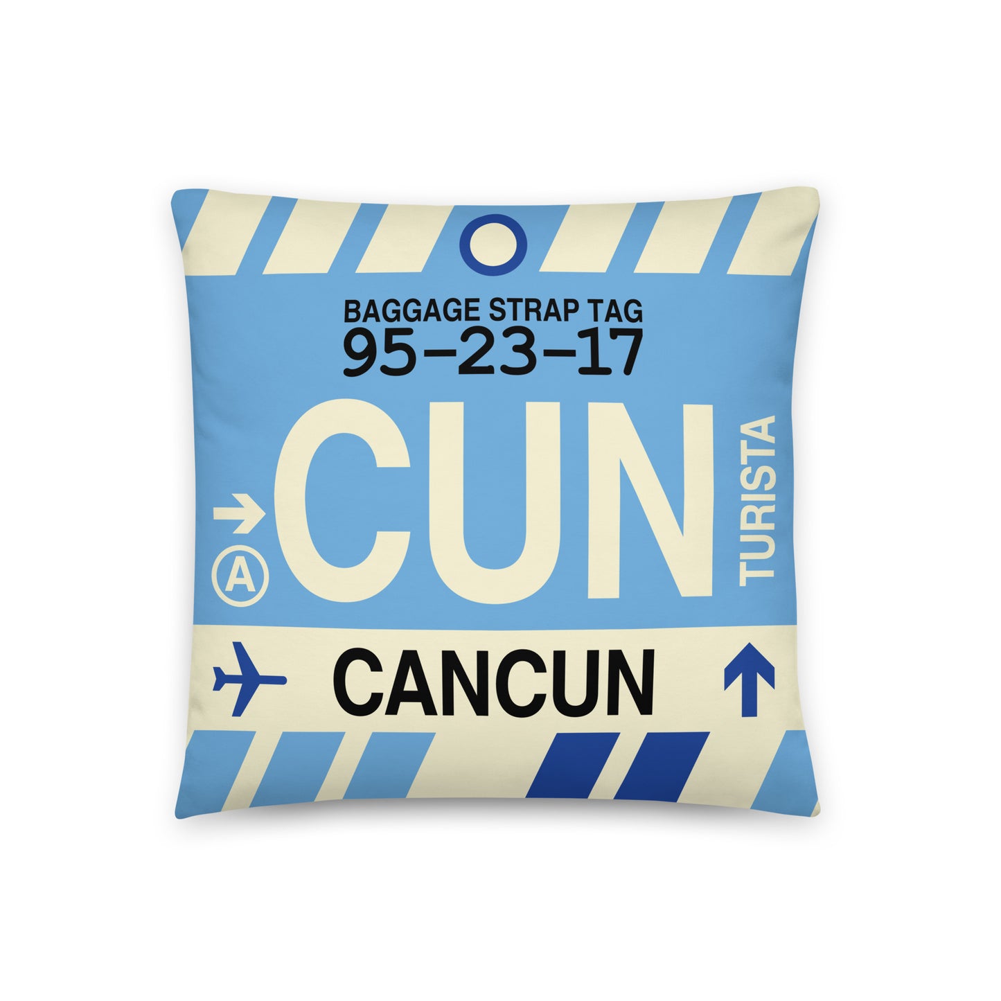 Travel-Themed Throw Pillow • CUN Cancun • YHM Designs - Image 01
