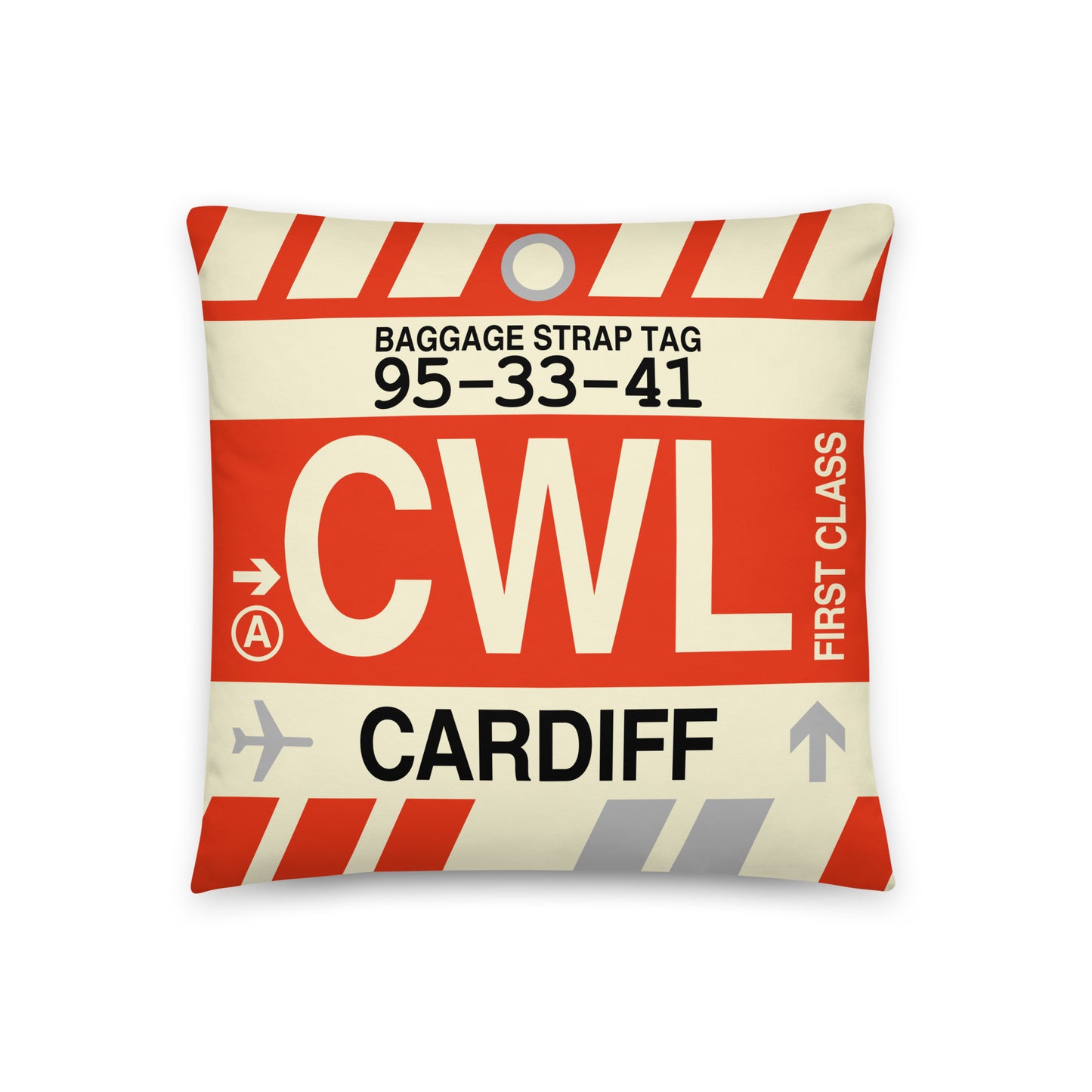 Travel Gift Throw PIllow • CWL Cardiff • YHM Designs - Image 01