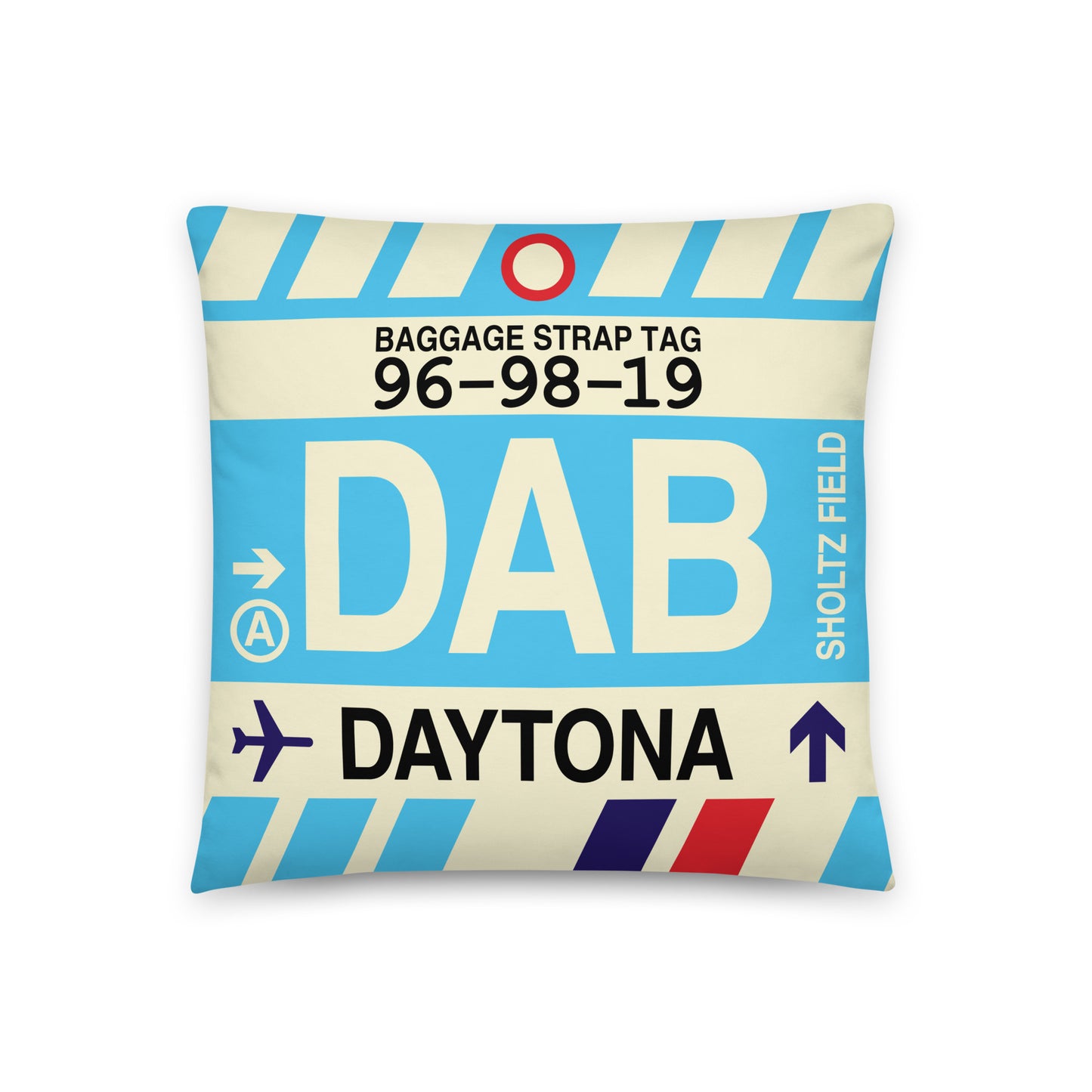 Travel-Themed Throw Pillow • DAB Daytona Beach • YHM Designs - Image 01