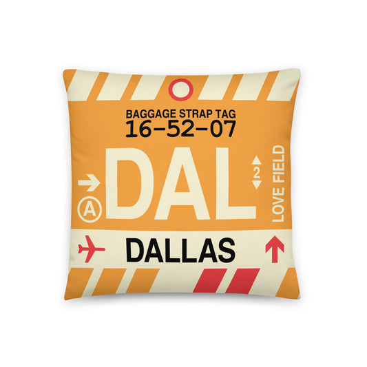 Travel-Themed Throw Pillow • DAL Dallas • YHM Designs - Image 01
