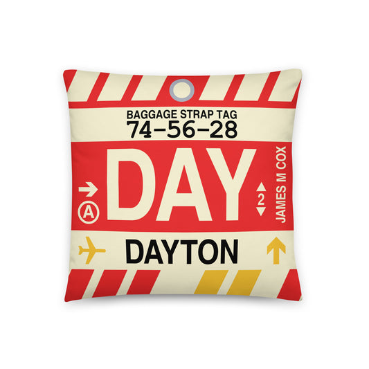 Travel-Themed Throw Pillow • DAY Dayton • YHM Designs - Image 01