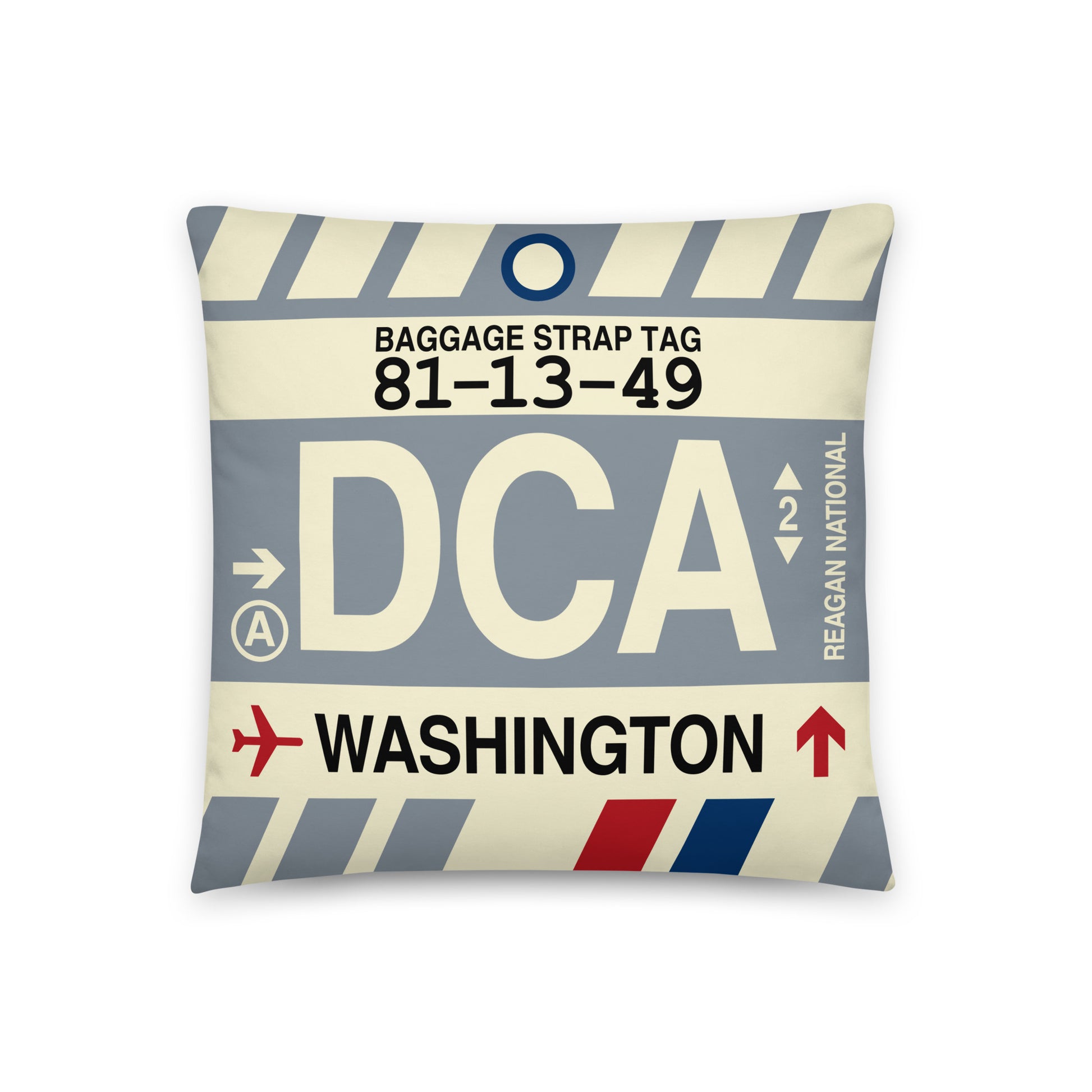 Travel-Themed Throw Pillow • DCA Washington • YHM Designs - Image 01