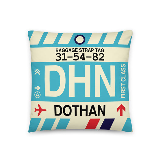 Travel-Themed Throw Pillow • DHN Dothan • YHM Designs - Image 01