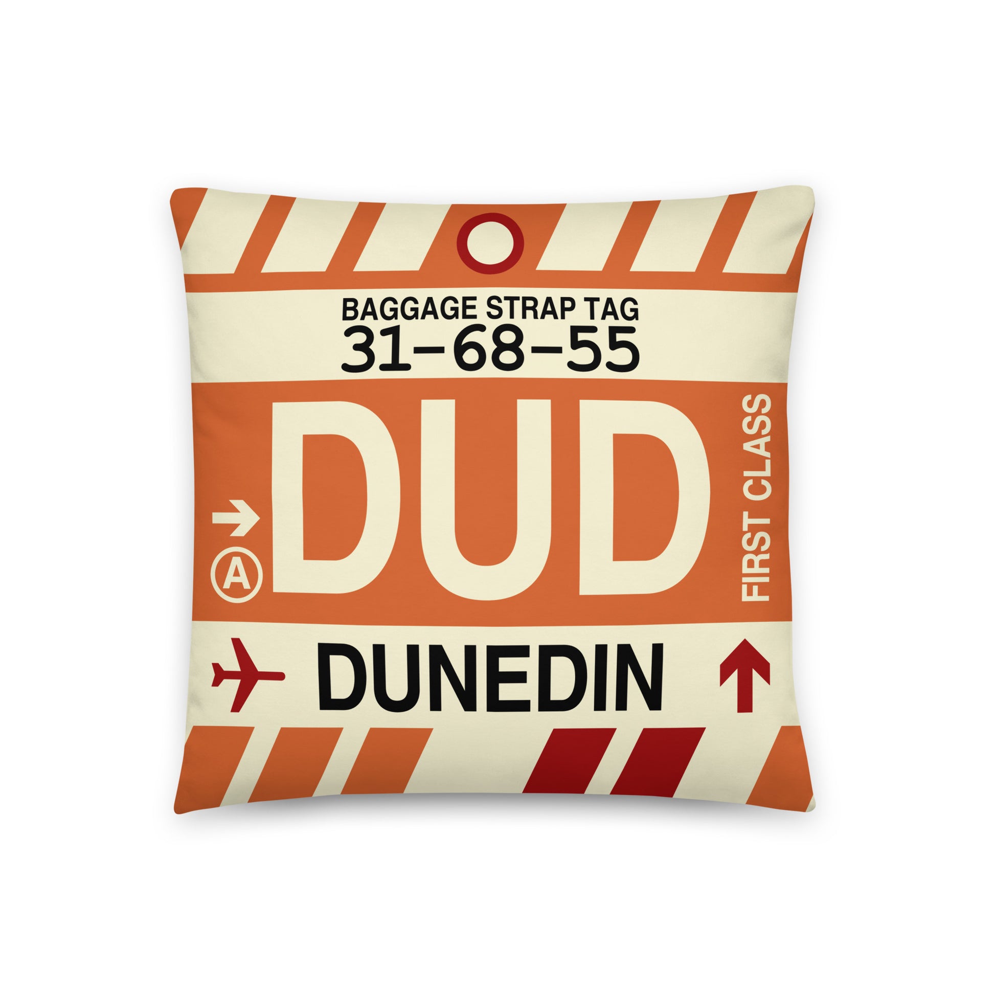 Travel-Themed Throw Pillow • DUD Dunedin • YHM Designs - Image 01