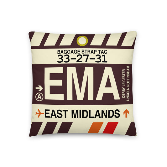 Travel Gift Throw PIllow • EMA East Midlands • YHM Designs - Image 01
