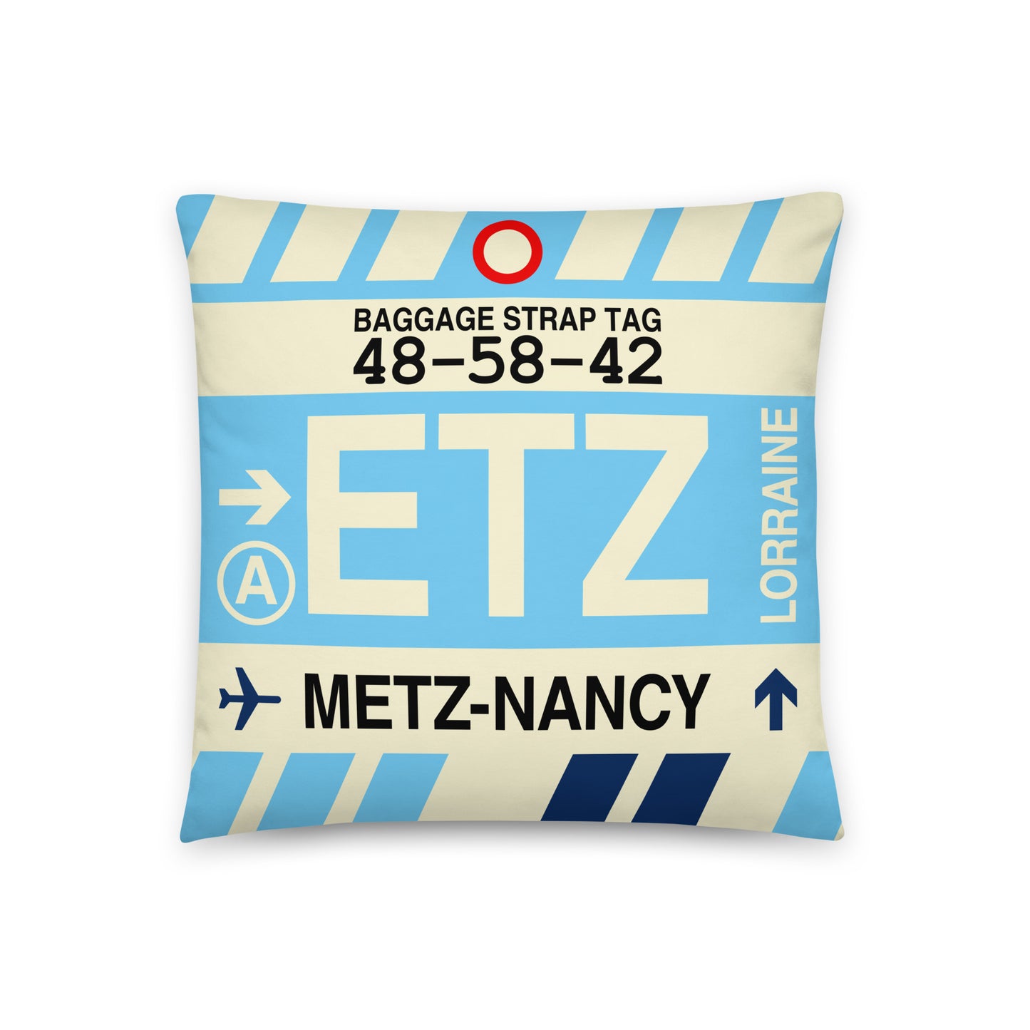 Travel-Themed Throw Pillow • ETZ Metz-Nancy-Lorraine • YHM Designs - Image 01