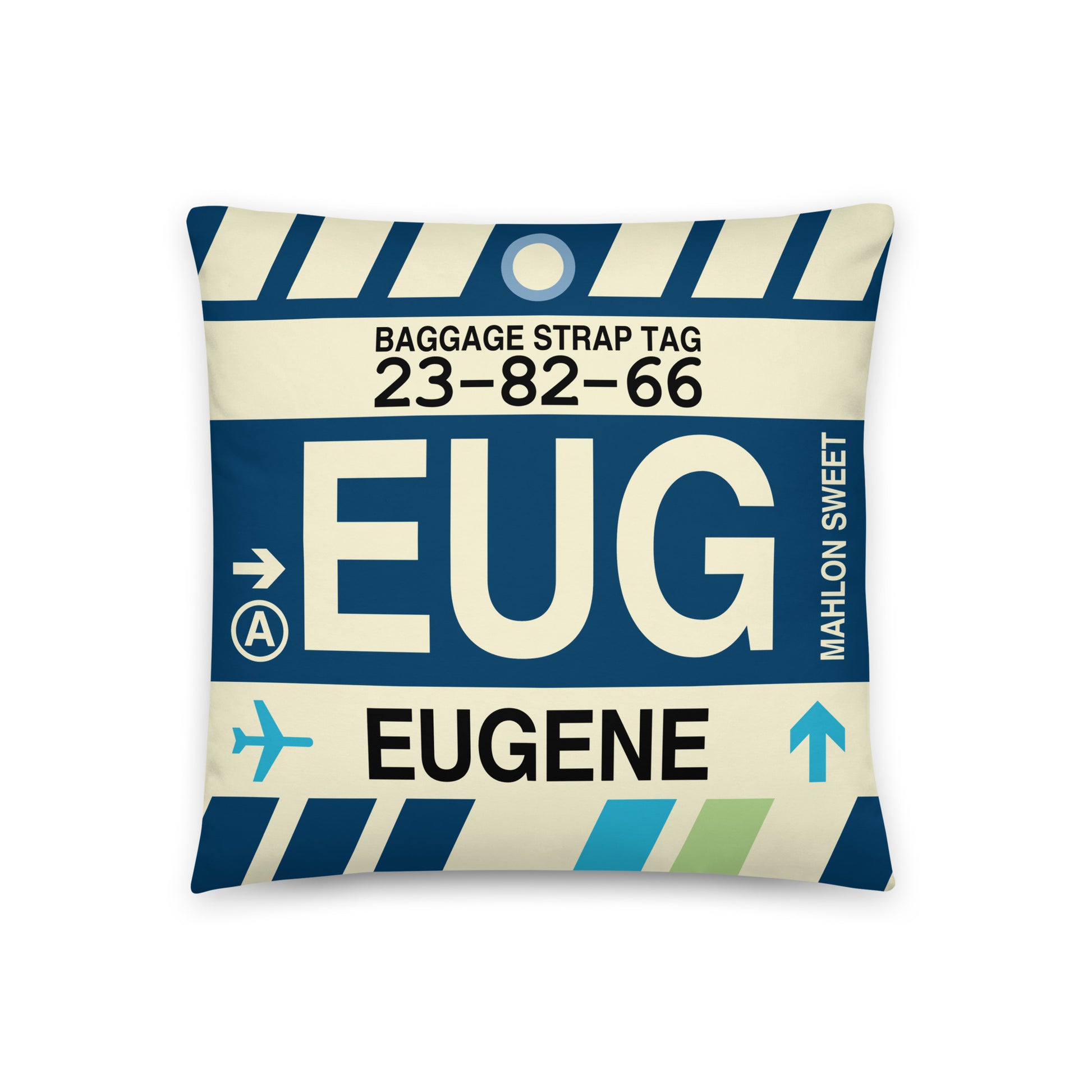 Travel-Themed Throw Pillow • EUG Eugene • YHM Designs - Image 01